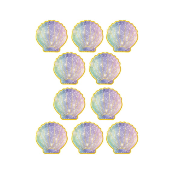 SIYTUAU Colorful Shells Paper Plates 10 Pieces 7 Inches Disposable Dinner Plates For Birthday Party Holiday Sea Theme Style C C