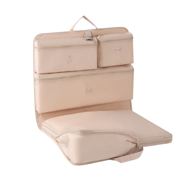 SIYTUAU Compressible Storage Bag For Travel Portable Clothing Organizer Polyester Material 45X32X8Cm 17.72X12.6X3.15In Beige Packing Cube Beige