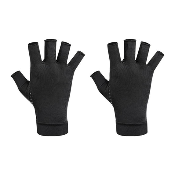 SIYTUAU Copper Fiber Cycling Gloves Half Finger Wrist Support Silicone Grip For Outdoor Sports Hand Protection Comfort Fit Black Color Size Xlarge D