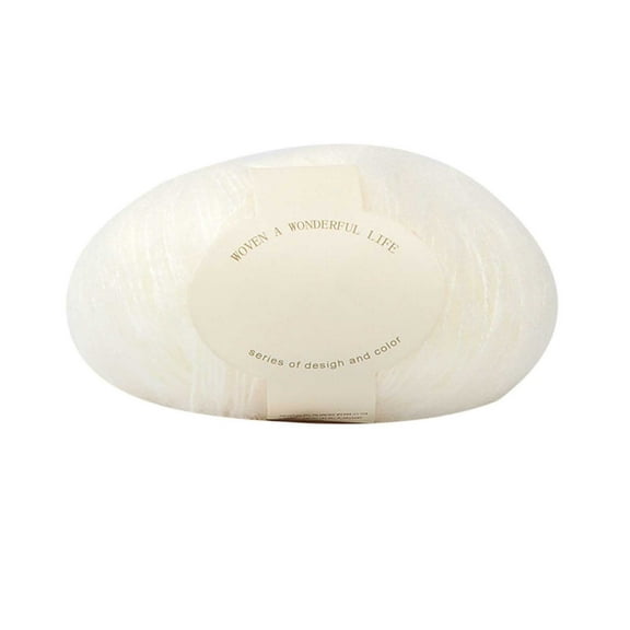 SIYTUAU Cream White Mohair Knitting Yarn For Baby Scarves Hats And Sweaters Medium Thick Soft Warm 95% Polyester 5% Spandex Blend Hand-Crocheted Mohair Yarn A