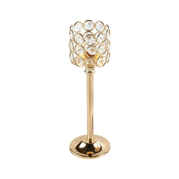 SIYTUAU Crystal Metal Candle Holder With Beads 3.1X3.1X10.2 Inches Gold Color For Tabletop Wedding Home Decor Tealight Votive Candle Large Size L