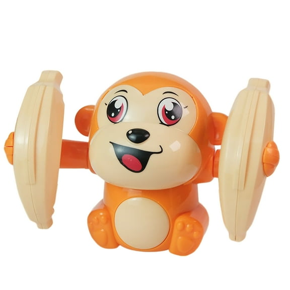 SIYTUAU Cute Flipping Dancing Monkey Toy Sound Control Music Led Interactive For Kids Rolling Design Abs Plastic Color Orange Plastic Material Orange
