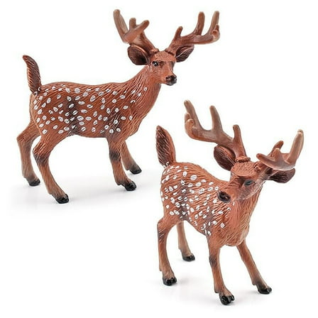 SIYTUAU Deer Animal Figurine Model Birthday Party Decoration Ornament Realistic Collectible Wildlife Statue Toy Hand Painted Detail Multicolor Plastic Sculpture Multicolor