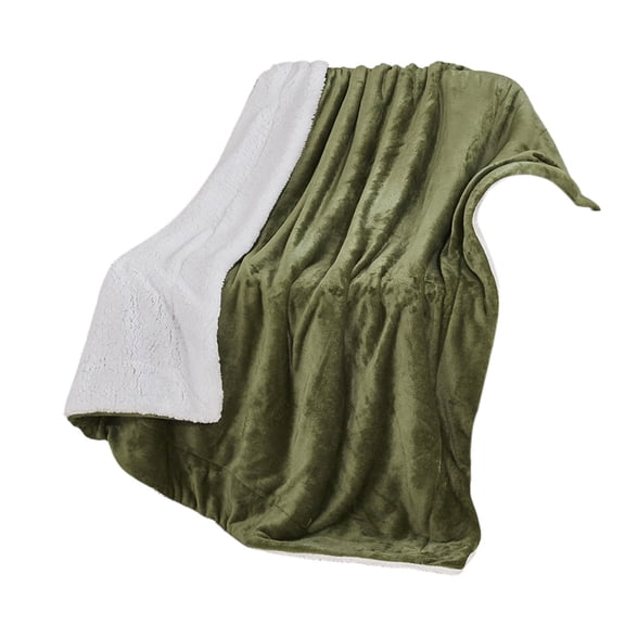 SIYTUAU Double Sided Lamb Fleece Blanket Army Green 39.37 X 59.06 Inches Polyester Soft Warm Winter Throw For Sofa And Bed Army Green