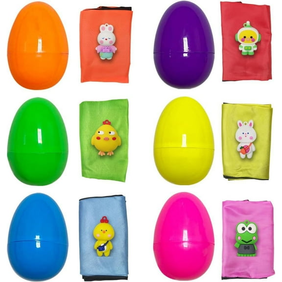 SIYTUAU Easter Parachute Toys 6 Pack Colorful Egg Throwing Game Set With Figure Basket Stuffers Party Favors Holiday Activity Gifts For Kids Boys Girls Outdoor Play