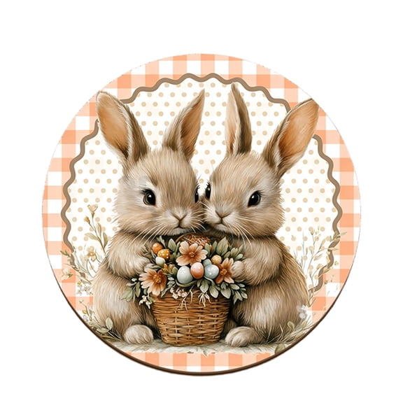 SIYTUAU Easter Theme Wooden Heat Insulation Mat For Dining Table Coffee Cup Tea Cup With Cute Bunny Pattern And Splinter-Free Finish