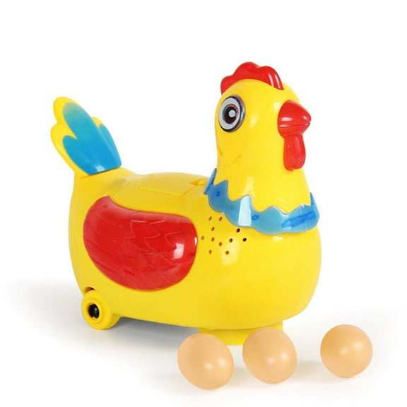 SIYTUAU Egg Laying Chicken Toy Walking Sound Lights Mechanical Poultry Figure Interactive Egg Drop Novelty Flashing Eyes Robot Yellow Plastic Body Egg Included yellow
