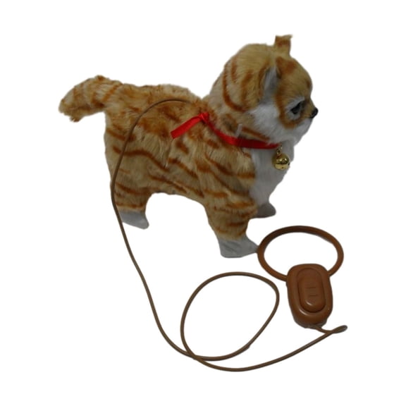 SIYTUAU Electric Plush Walking Cat Toy With Leash Simulation Moving Pet Interactive Yellow Feline 95 Polyester 5 Spandex Stuffed Animal Toy For Kids