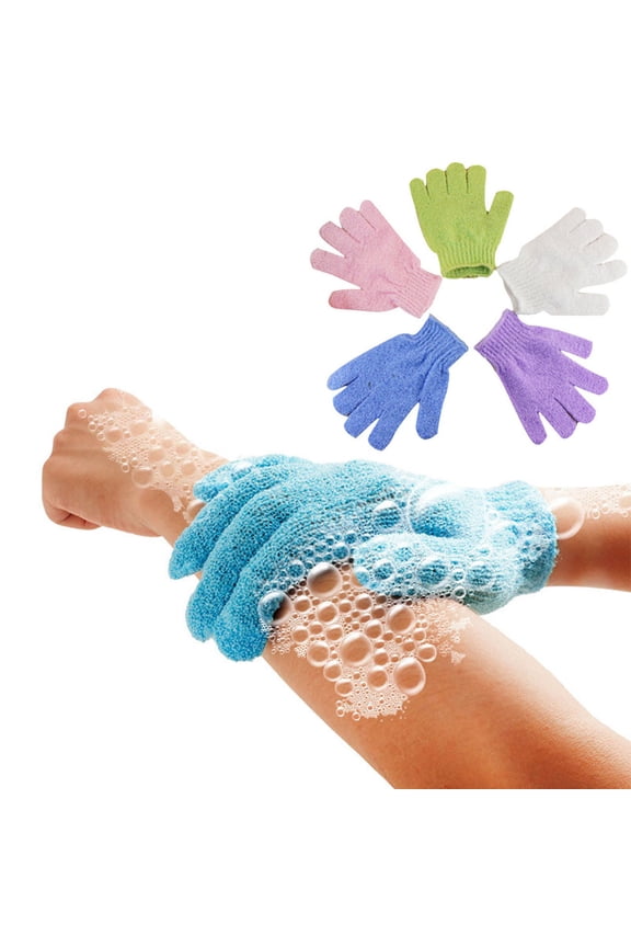 Exfoliating Shower Gloves Spa Bath Wash Massage Gloves Body Cleaning Scrubber Resistant Loofah Tool Set For Daily Use Five Pieces Plastic Multicolor Set Multicolor