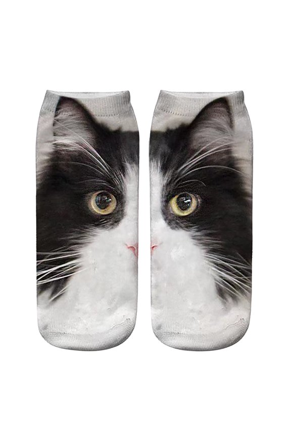Face Print Socks Cute Mid-Calf Design Unisex Comfortable Wear Cotton Material 20Cm Design D For Everyday Use Face Print Socks D