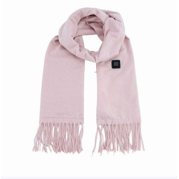 SIYTUAU Fashionable Heated Scarf For Women In Sweet Pink Color With Tassel And Extended Length Lightweight And Warming Scarf Made Of Cotton Material For Cold Weather Protection