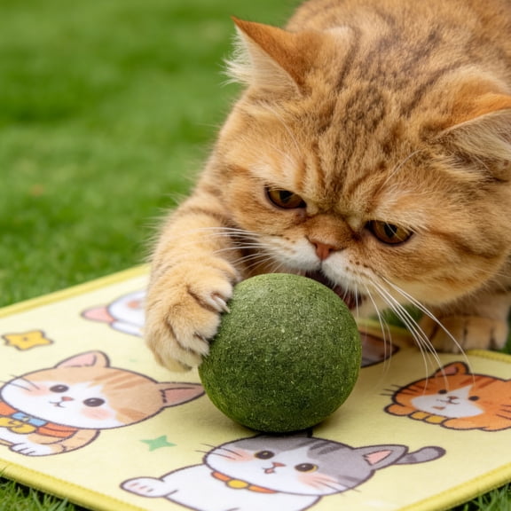 SIYTUAU Fifty Pack Catnip Ball Toy For Cats 3In Diameter Natural Mint Ball For Interactive Pet Toy Plastic Green