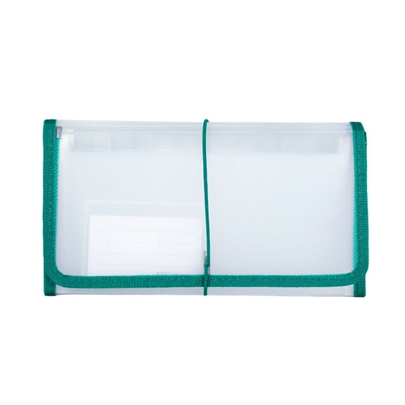 SIYTUAU Financial Document Organizer Accordion File Bag 13 Pockets B6 Size Green Color Plastic Material Waterproof Storage Green