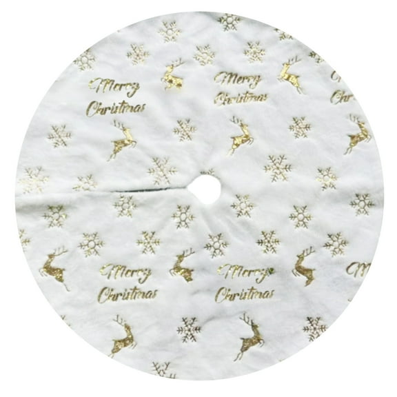 SIYTUAU Gold Christmas Tree Skirt For Home Decor White Plush Material With Sequins Size 78X78Cm For Festive Tree Decoration Skirt Gold