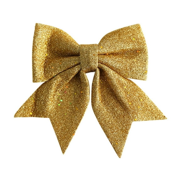 SIYTUAU Gold Glitter Foam Christmas Bows Hair Ties Ponytail Holders Two Pack Accessories For Girls Women Cheerleader Uniform 5.91X4.72 Inch Holiday Gift Gold