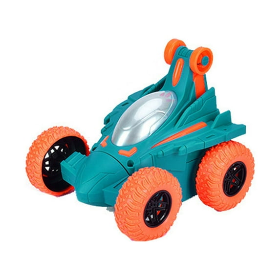 SIYTUAU Green Children Dumper Toy Car Automatic Rotation Rollover Stunt With Light Music Plastic Vehicle For Kids 3+ Years 4.7 X 4.3 X 4.3 Inches Fun Play Green