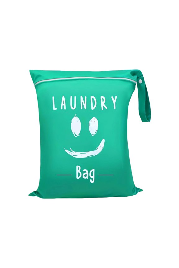 Green Oxford Cloth Portable Travel Bag For Dirty Laundry And Swimwear Storage Size 18.9 X 14.96 Inches Waterproof And Machine Washable For Convenient Use