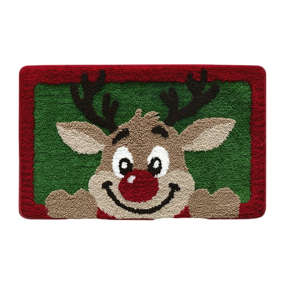 SIYTUAU Green Reindeer Design Christmas Floor Mat Decorative Rug For Living Room Bedroom Kitchen Entryway Holiday Home Decor A