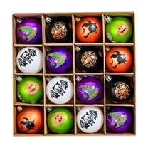 SIYTUAU Halloween Hanging Ornaments Set 16 Pieces 6Cm Round Ball Decor Porch Tree Accent Multicolor Plastic Pumpkin Ghost Ball Garland Party Scene Decoration Spooky Sphere Decor Multicolor