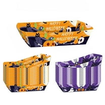 SIYTUAU Halloween Paper Food Tray Disposable Corn Chips Hot Dog Popcorn Container 12 Pack Black Orange Pumpkin Ghost Design Party Supplies