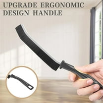 SIYTUAU Hard Bristle Crevice Cleaning Brush Scrub Detail Tool For Tile Grout Bathroom Kitchen Faucet Counter Grill Corner Deep Cleaner Single Piece Black Plastic Handle Ergonomic black