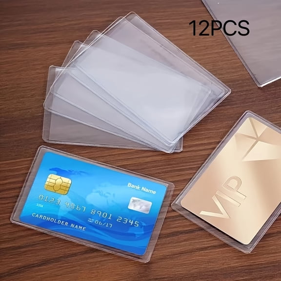SIYTUAU Hard Card Sleeves Scratch-Resistant PVC Credit Card and ID Holder with Magnet 12-Pack