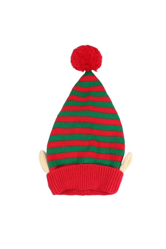 Holiday Knitted Elf Beanie Color B For Cold Weather With Decorative Puff 20.5X41Cm Soft Material For Parties B