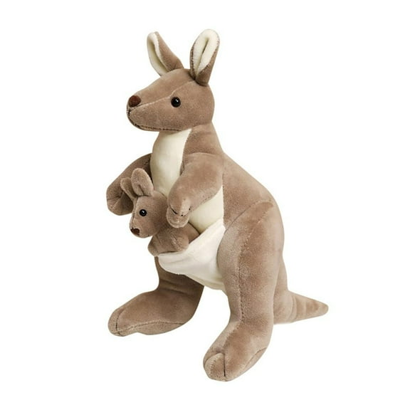 SIYTUAU Kangaroo Plush Toy With Baby Pouch Stuffed Animal Mother And Child Figure Soft Fluffy Decor For Kids Gift In Cotton Multicolor Free Size
