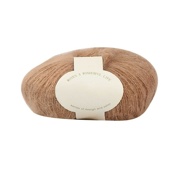 SIYTUAU Khaki Color Mohair Knitting Yarn For Baby Scarves Hats And Sweaters Medium Thick Soft Warm 95% Polyester 5% Spandex Blend Hand-Crocheted Mohair Yarn A