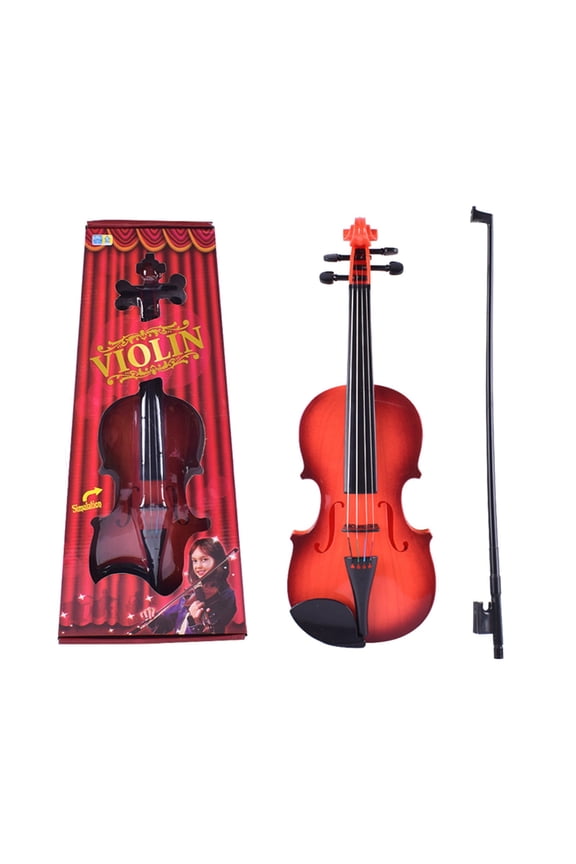 Kids Violin Toy Simulated Acoustic Violin Instrument For Musical Beginners Practice Educational String Instrument Brown Pvc