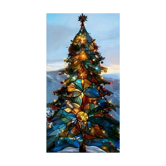 SIYTUAU Large Christmas Tree Window Decal 39X18 Inches Color A Pvc Film Removable And Waterproof For Holiday Home Decorations Festive Window Sticker A