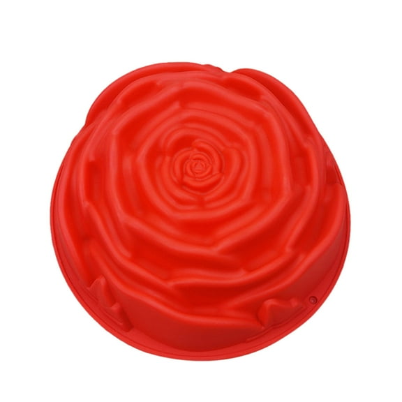 SIYTUAU Large Rose Cake Mold Silicone Flower Baking Mold Valentine Decor Special Occasion Cake Form Silicone Dessert Mold Pan Rose Shaped Cake Tin Red Silica Gel Mold Red