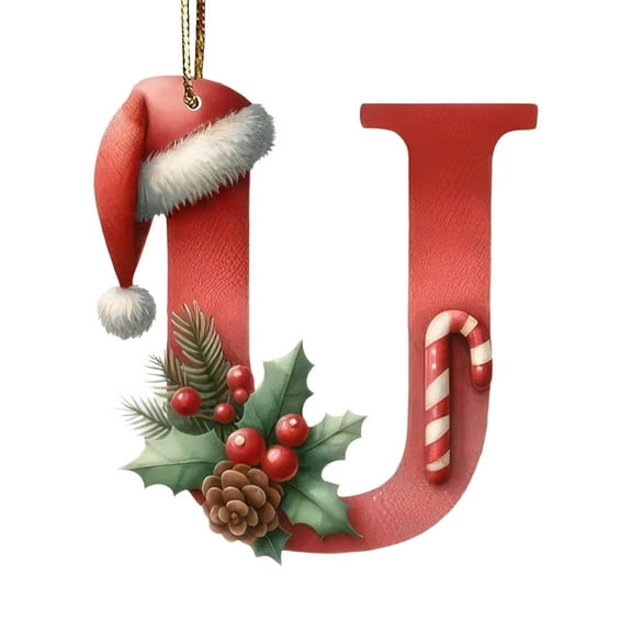 SIYTUAU Letter U Acrylic Christmas Tree Alphabet Ornament 3.15 Inches Personalized Diy Decoration Xmas Tree Hanging Decor For Holiday Festive Customized Gift U