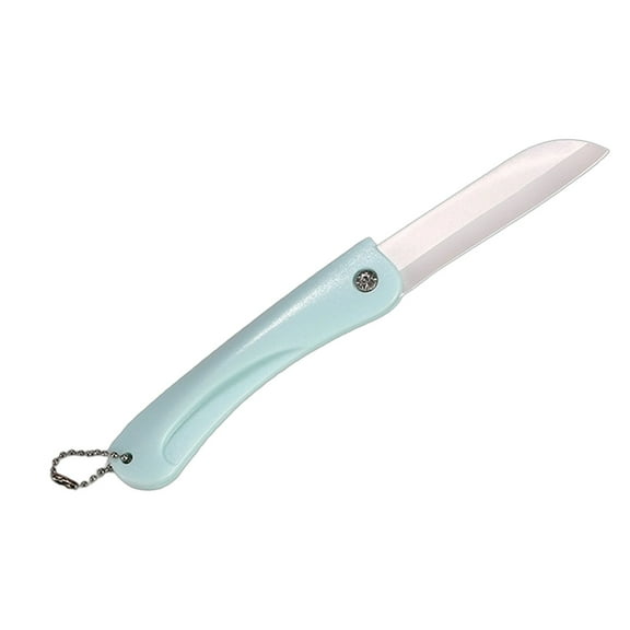 SIYTUAU Light Blue Portable Ceramic Folding Fruit Knife With Chain Mini Pocket Knife For Outdoor Camping Travel And Home Kitchen Use Light Blue