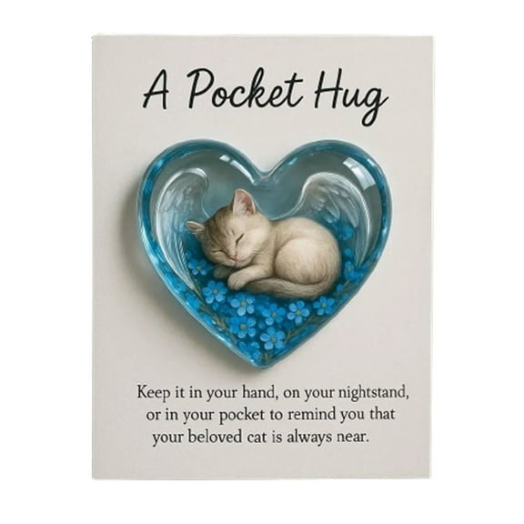 SIYTUAU Memorial Pocket Heart Shaped Sleeping Resin Keepsake Figurines Thoughtful Gifts For Grieving Pet Owners And Lovers Paper Material Comfort Token