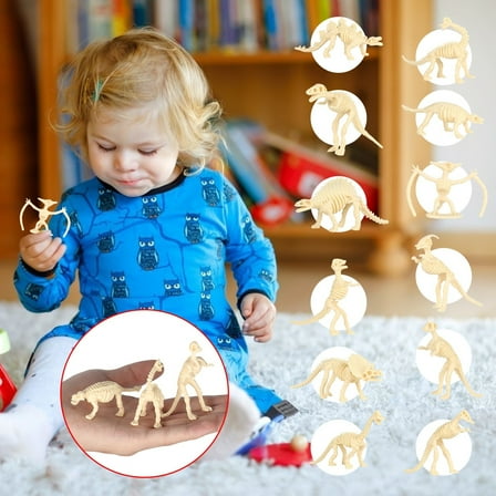 SIYTUAU Mini Dinosaur Fossil Models Twelve Piece Prehistoric Replica Educational Excavation Kit Small Tyrannosaurus Pterosaur Figures Multicolor Plastic Set Multicolor