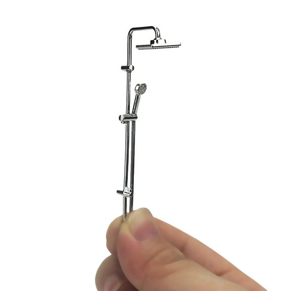 SIYTUAU Miniature Shower Bath Toy Accessory Doll House Decor Model Scene Pretend Play Small World Prop Short Style As Show