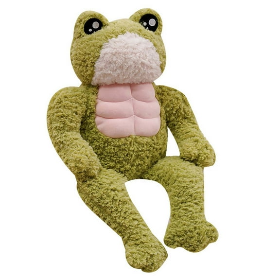 SIYTUAU Muscle Frog Plush Toy Imitation Stuffed Animal For Children Sleeping Companion Birthday Gift Green Wool Blend Standing Amphibian Doll