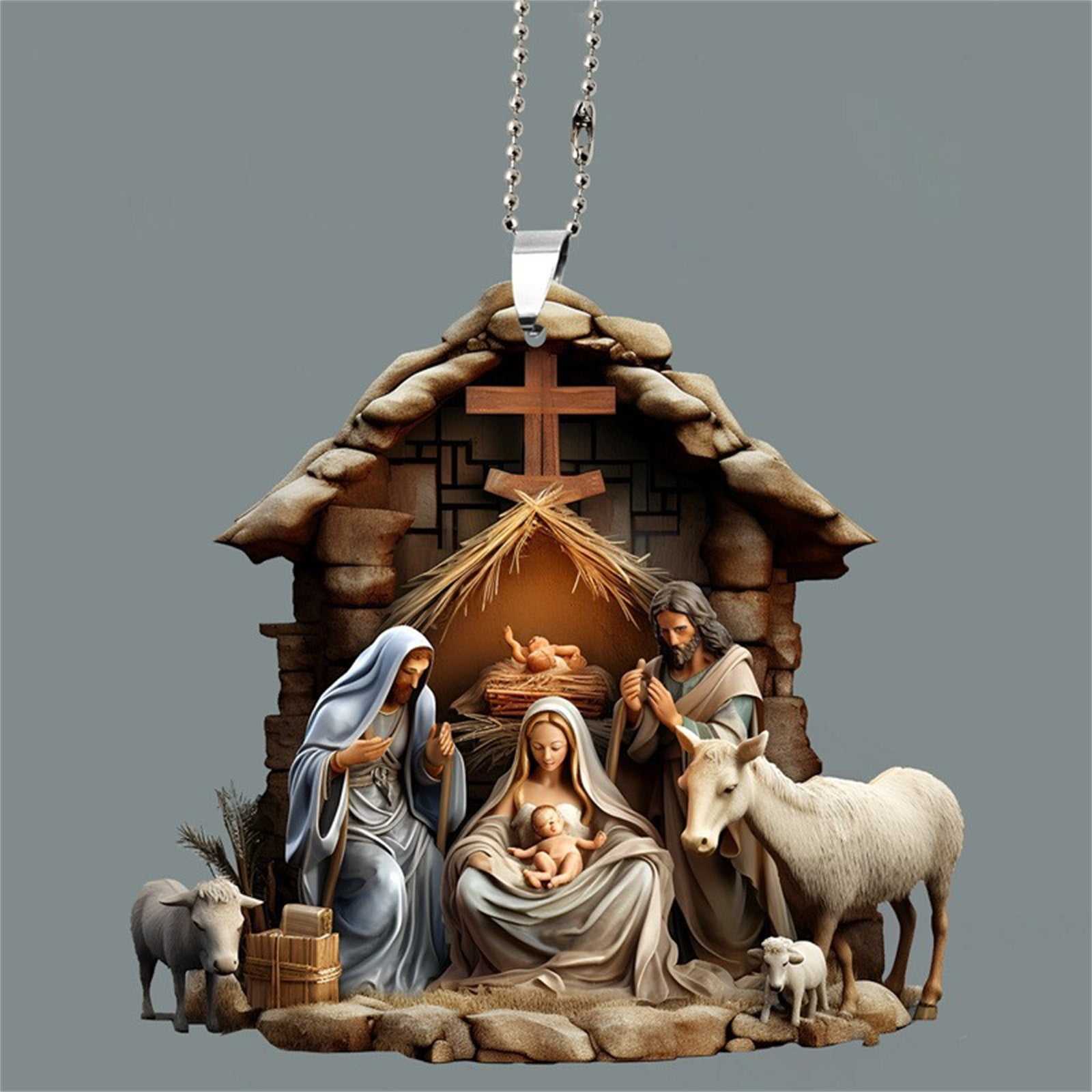 SIYTUAU Nativity Ornaments Sublimation Unique Christmas Decor Christ