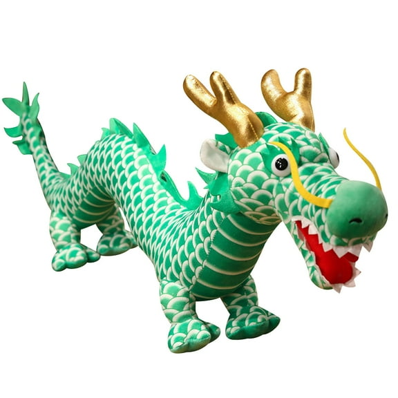 SIYTUAU New Chinese Dragon Plush Toy Zodiac Animal For New Year Gift Decoration Soft Stuffed Fabric Size 31.5 Inches Color Green Plush Material Green
