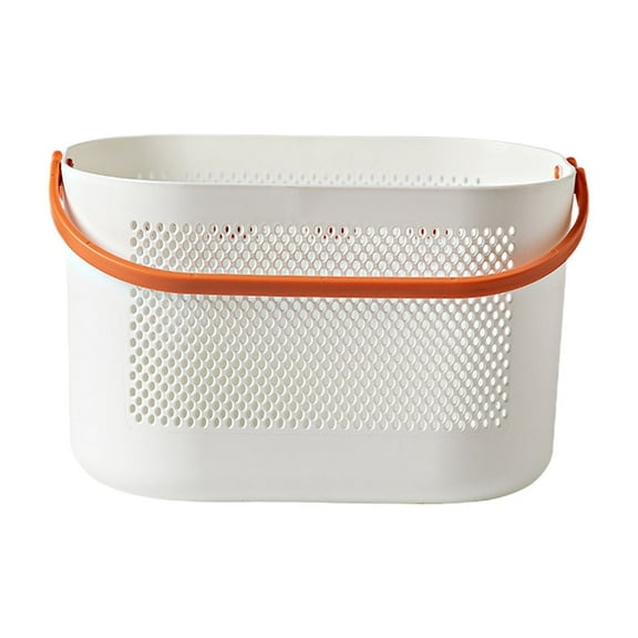 SIYTUAU Orange Bathroom Basket 6.3X5.9X10In Plastic Shower Organizer With Handle Draining Holes For Towels Bath Products Fruit Storage Multifunctional Orange