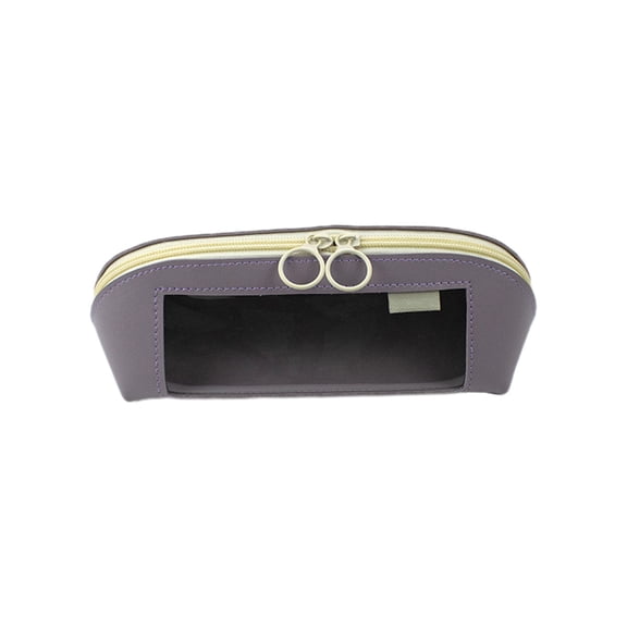 SIYTUAU Pencil Case Leather Shell Shape Transparent Window Visible Stationery Organizer Large Capacity Pu 9.3X3.3X3.1In