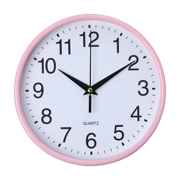 SIYTUAU Pink Round Wall Clock With Roman Numerals And Solid Color Frame Quartz Movement Suction Mount 7.87 Inches Diameter Plastic Material Pink Pink