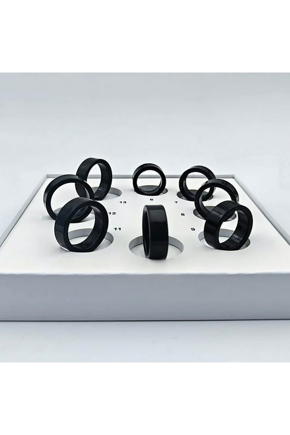 Plastic Ring Sizing Kit Set - 8 Piece Fitting Gauges For Measuring Finger Size Band Tools Black Black