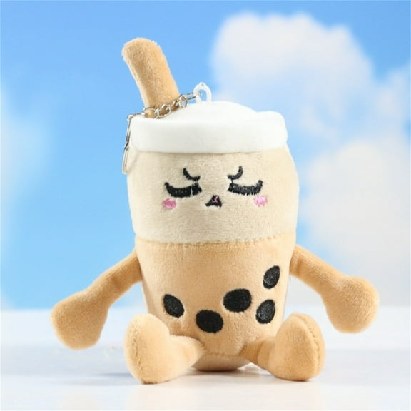 SIYTUAU Plush Milk Tea Doll Keychain Adorable Fluffy Stuffed Animal With Soft Cotton Material Cute Character Pendant Decoration Gift For Kids Cotton A