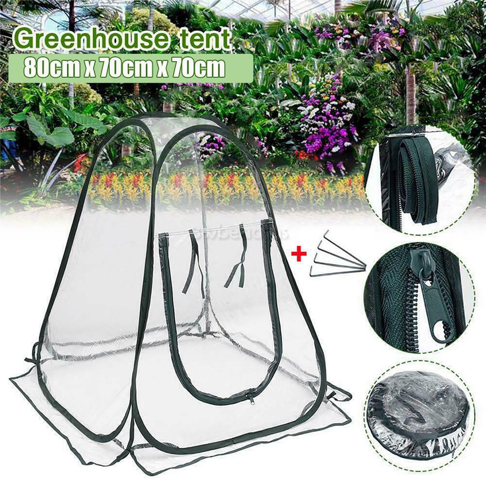 SIYTUAU Pop Up Greenhouse Overwintering Tent Mini For Plant Protection Winter 70X70X80Cm Green Oxford Pvc Build Green