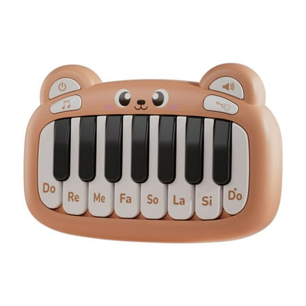 SIYTUAU Portable 15 Keys Electronic Keyboard Piano Mini Music Toy With Stand Educational Musical Instrument Brown Plastic Kids Piano For Beginners Brown