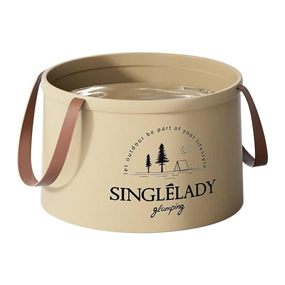 SIYTUAU Portable Folding Hand Carry Basin Travel Laundry Ice Bucket Outdoor Camping Picnic Foldable Water Container For Washing Individually Packed A 6.8L Khaki A
