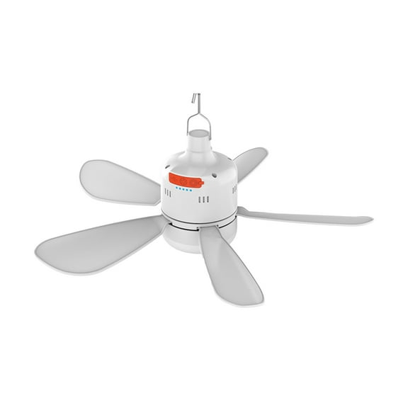 SIYTUAU Portable Rechargeable Ceiling Fan With Remote Control Led Light 17.32X17.32X5.91In For Camping Tent Outdoor Hanging Fan Usb Powered Mini Fan White Adjustable Speed