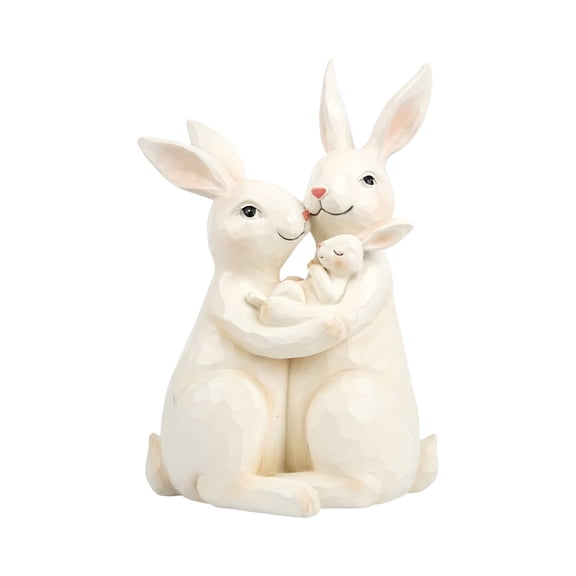 SIYTUAU Rabbit Family Animals Statue Imitation White Porcelain Desktop Decoration Souvenir Handicraft 8.07X5.31X3.66 Inch Personalized Ornament For Home Decor